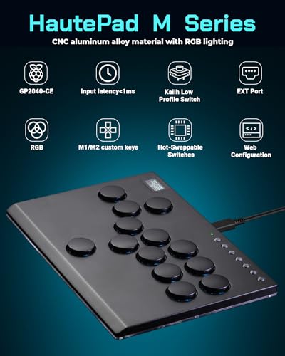 Sehawei Haute42 All Metal Arcade Stick 13Keys All-Button Controller with Custom RGB & Turbo Functions,Arcade Fighting Stick for PC/Ps3/Ps4/Switch/Steam-Supports SOCD - Image 2