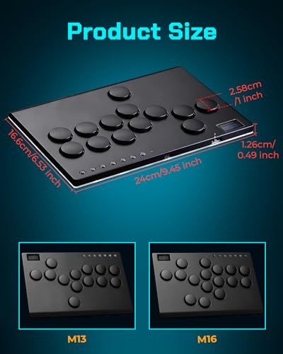 Sehawei Haute42 All Metal Arcade Stick 13Keys All-Button Controller with Custom RGB & Turbo Functions,Arcade Fighting Stick for PC/Ps3/Ps4/Switch/Steam-Supports SOCD - Image 4