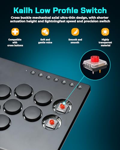 Sehawei Haute42 All Metal Arcade Stick 13Keys All-Button Controller with Custom RGB & Turbo Functions,Arcade Fighting Stick for PC/Ps3/Ps4/Switch/Steam-Supports SOCD - Image 5