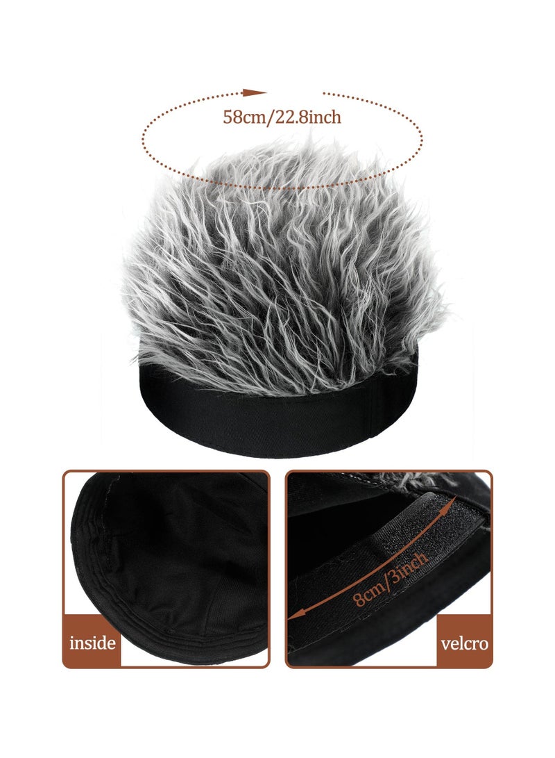 3 Pcs Men's Novelty Spiked Hair Hats, Adjustable Wig Visor Caps, Funny Golf Visors, Unique Wig Baseball Hats for Men and Women, Perfect Gift for Golfers and Fun Lovers. - Image 3