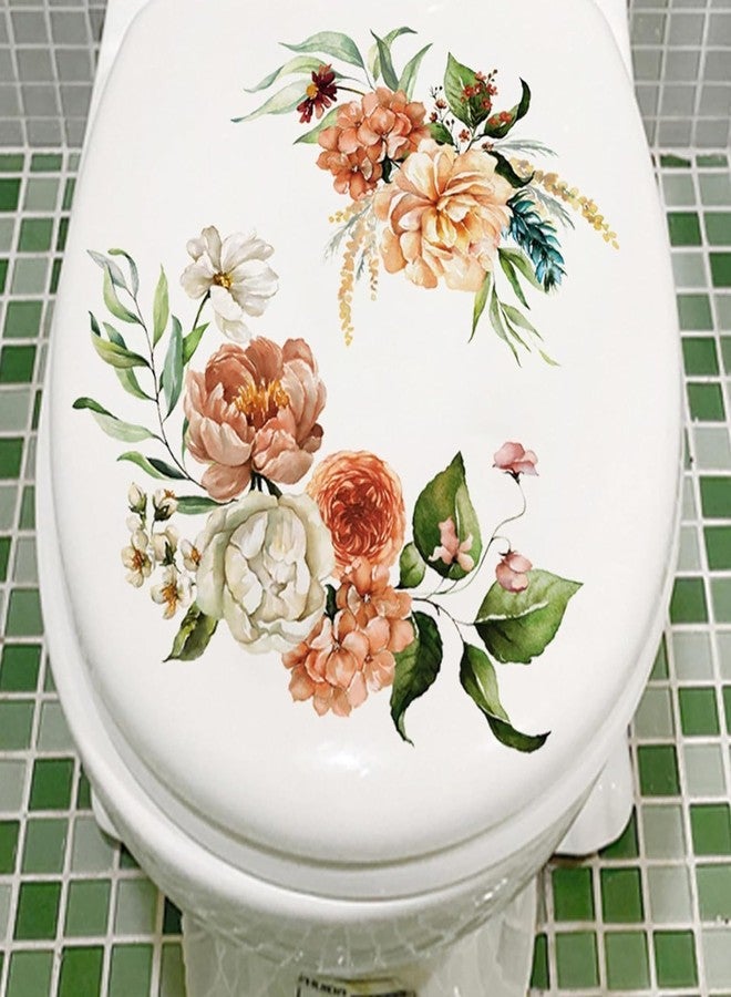 Galepromot 2 Sheets Toilet Sticker Self-Adhesive Waterproof Bathroom Toilet Seat Lid Cover Decals Stickers Floral Sticker for Home Bathroom Decor Toilet Lid and Tank Covers Toilet Lid Decals - Image 5