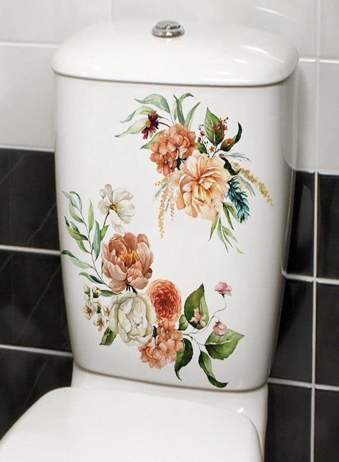 Galepromot 2 Sheets Toilet Sticker Self-Adhesive Waterproof Bathroom Toilet Seat Lid Cover Decals Stickers Floral Sticker for Home Bathroom Decor Toilet Lid and Tank Covers Toilet Lid Decals - Image 4