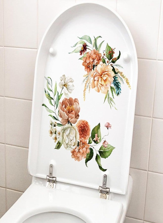 Galepromot 2 Sheets Toilet Sticker Self-Adhesive Waterproof Bathroom Toilet Seat Lid Cover Decals Stickers Floral Sticker for Home Bathroom Decor Toilet Lid and Tank Covers Toilet Lid Decals - Image 3