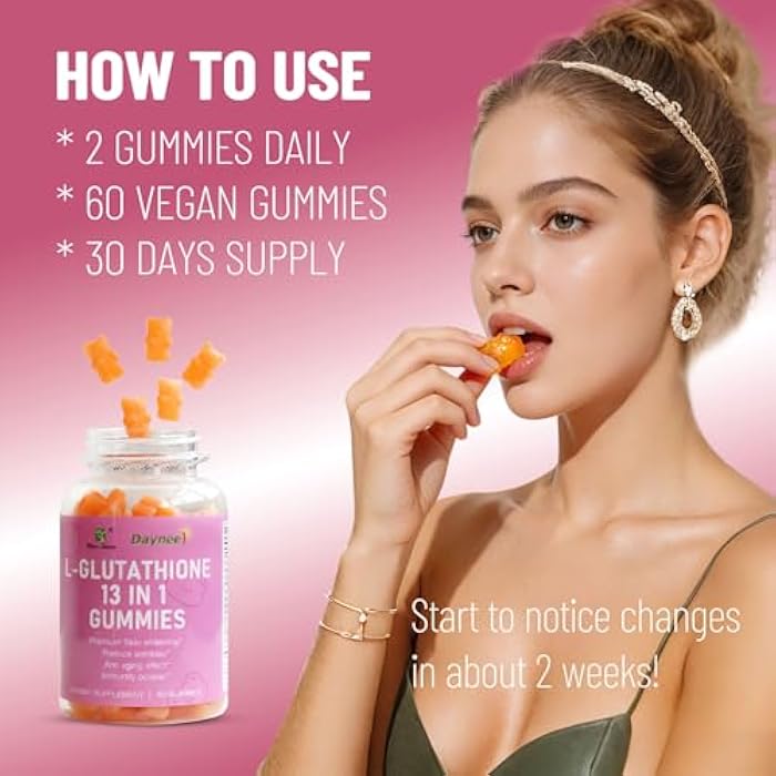 Wins Town L-Glutathione 13 in 1 Gummies, 1200mg, Reduce Wrinkles & Anti-Aging, 60 Count - Image 5
