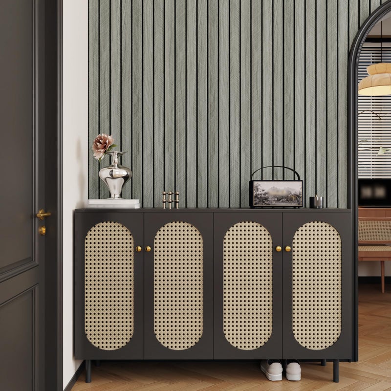 STICKEEP Grey Wood Wall Panels Textured Wood Slats 3D Soundproof Wall Panels Peel and Stick Shiplap 11.8"x197" Wooden Panel Walls Decor Self Adhesive Wooden Panel Wallpaper for Studio Homes Ceiling - Image 3