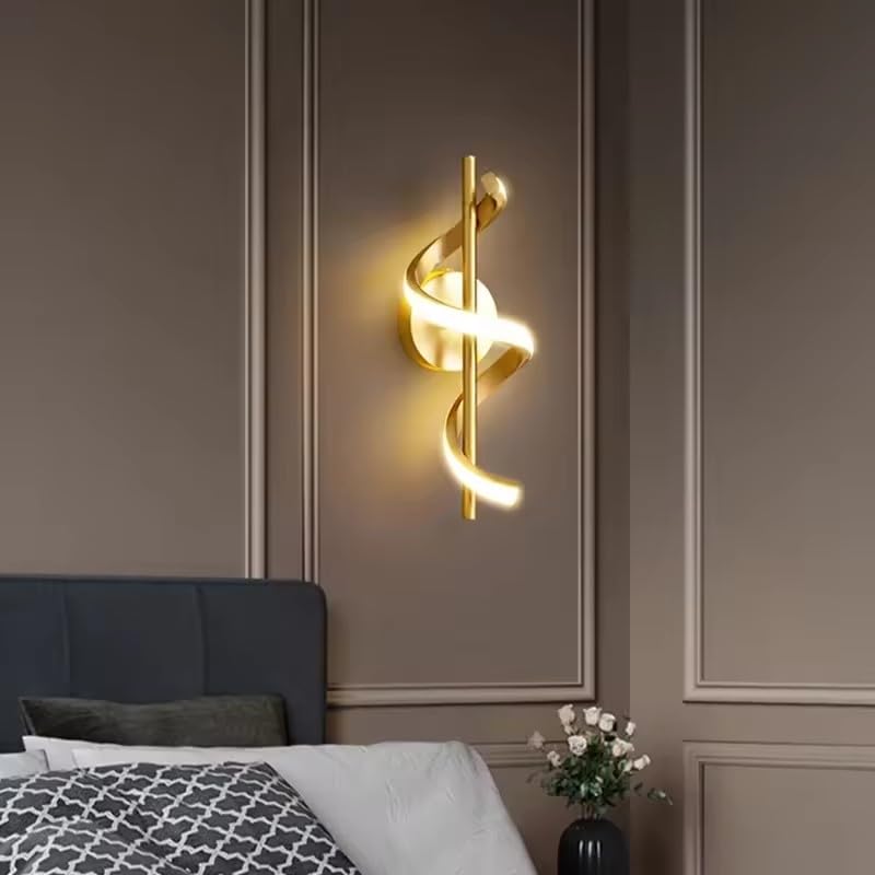 GreyWings Spiral Shape Golden Modern Wall Light for Home, LED Wall Lamp with 3 Color Lighting (Cool/Warm/Natural White), Perfect for Hall, Bedroom, Pack of 1 - Image 5