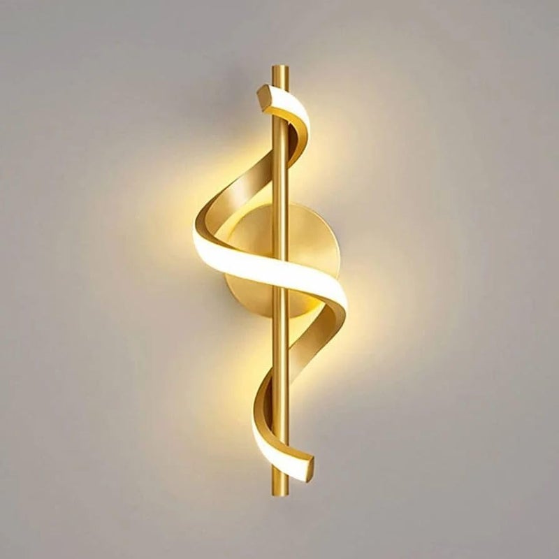 GreyWings Spiral Shape Golden Modern Wall Light for Home, LED Wall Lamp with 3 Color Lighting (Cool/Warm/Natural White), Perfect for Hall, Bedroom, Pack of 1 - Image 1