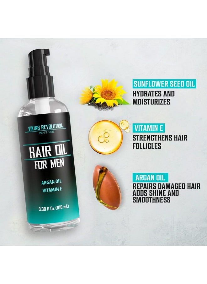 Viking Revolution Viking Revolution Hydrating Hair Oil for Men - Mens Hair Oil Men with Vitamin E Dry Hair Oils with Argan Oil - Sunflower Seed Oil Hair Serum Repair, Hidrate Hair Treatment Oils (3.38 fl Oz)  - Image 2