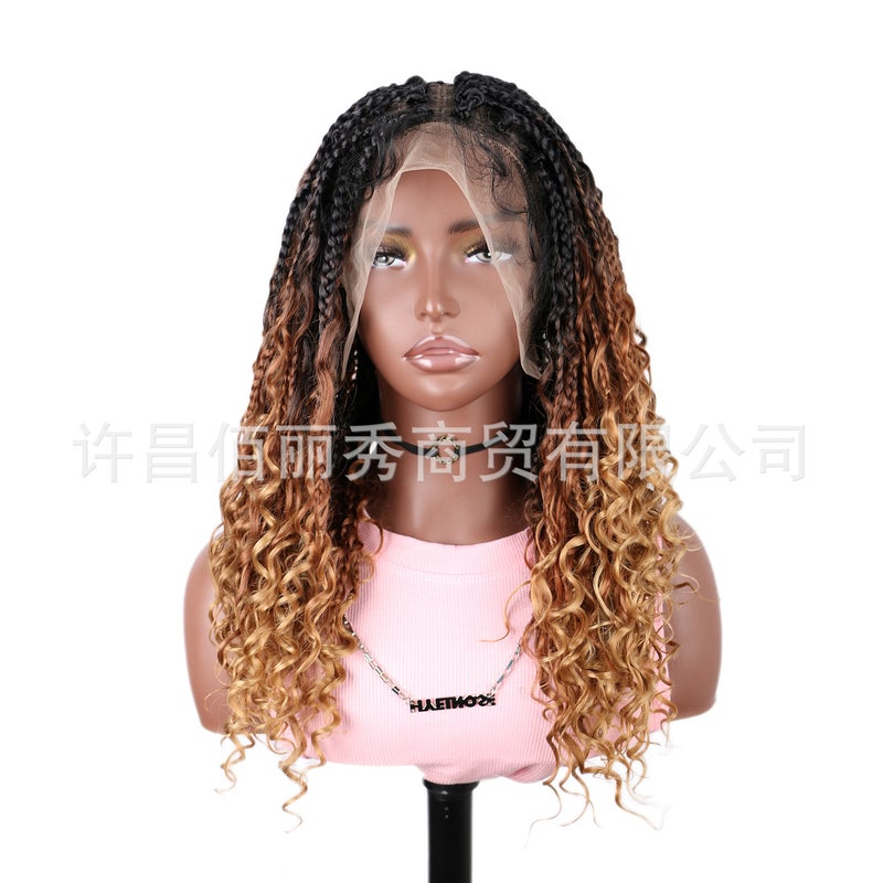 Full Lace Chemical Fiber Air Three-Strand Braid Flying Headgear Braided Lace Wig Hand Hook Lace Headgear - Image 1