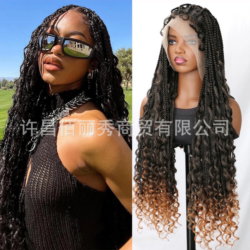 Full Lace Chemical Fiber Air Three-Strand Braid Flying Headgear Braided Lace Wig Hand Hook Lace Headgear - Image 2