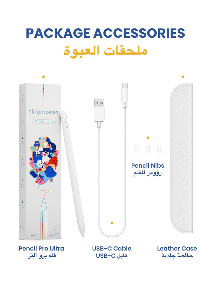 TinyMoose Pencil Pro Ultra Stylus iPad Pen with SmartSwitch Technology – Compatible with iPad, iPhone, Samsung, Android Smartphones & Tablets – Switch Between Devices Instantly - White - Image 2