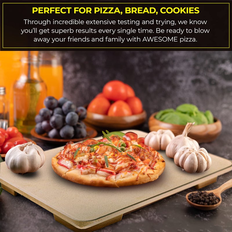 Solido Pizza Stone - Baking Stone. SOLIDO Rectangular 14"x16" - Perfect for Oven, BBQ and Grill - Image 2