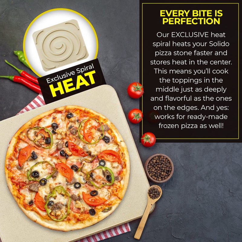 Solido Pizza Stone - Baking Stone. SOLIDO Rectangular 14"x16" - Perfect for Oven, BBQ and Grill - Image 4