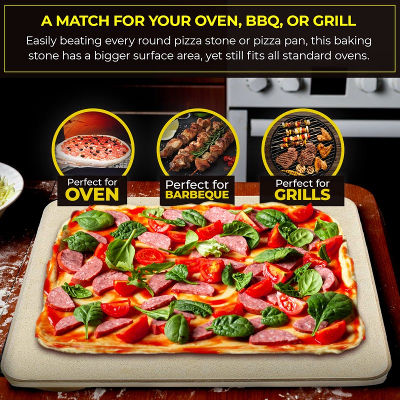 Solido Pizza Stone - Baking Stone. SOLIDO Rectangular 14"x16" - Perfect for Oven, BBQ and Grill - Image 3
