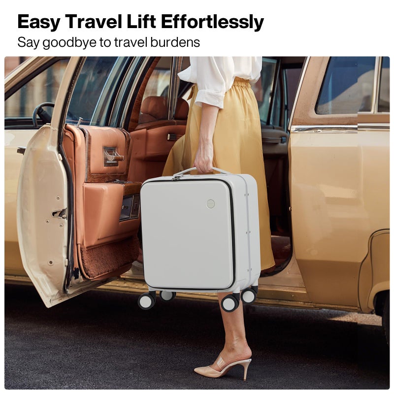 mixi 17x14x9 Carry On Luggage Underseat PC Hard Shell Suitcase Top Opening Aluminum Frame Travel Suitcases with Wheels, Smoke White - Image 2