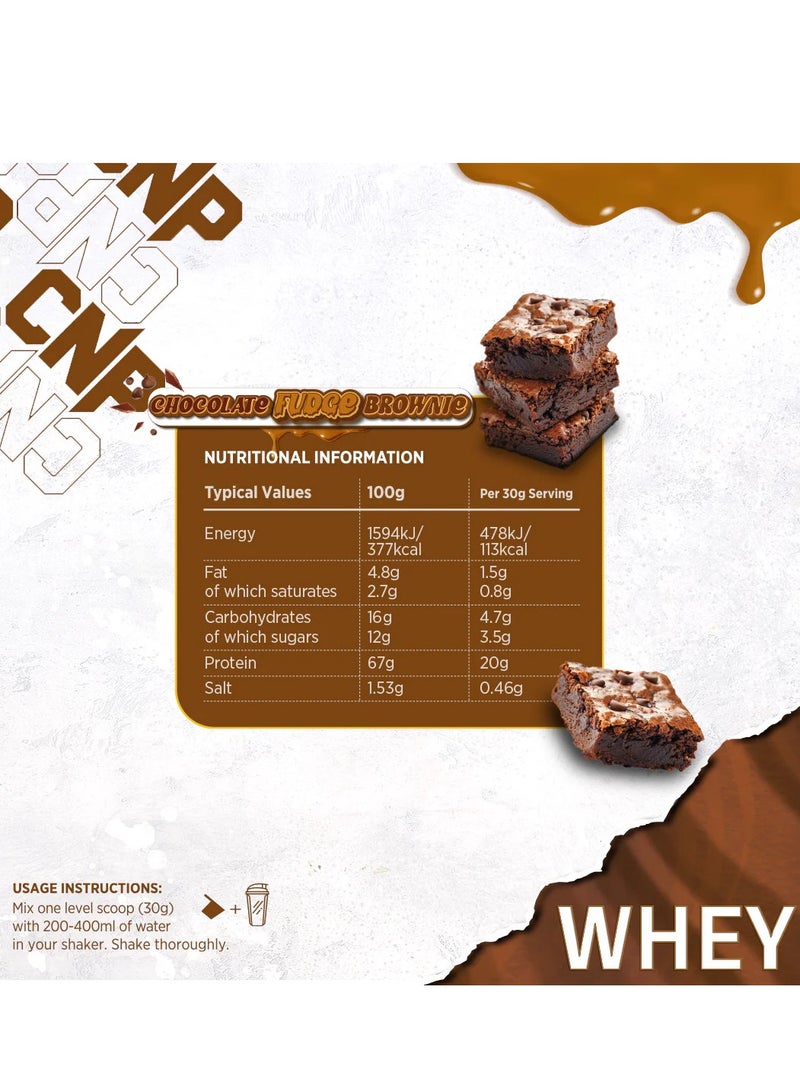 سي إن بي بروتين مصل اللبن - | براوني فادج الشوكولاتة - ٢ كجم (٦٦ حصة) | ٢٠ غرام بروتين لكل حصة | قليل السكر | امتصاص مُحسَّن - Image 2