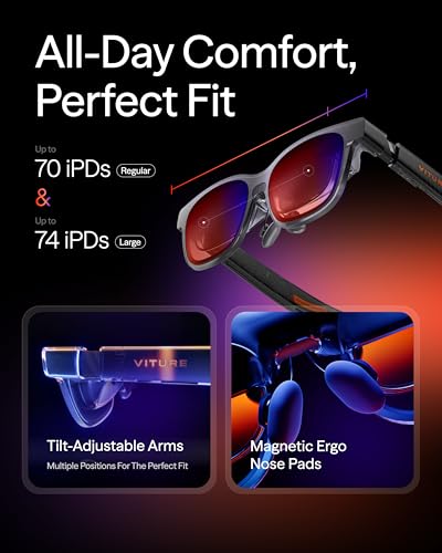 VITURE Luma Pro XR Glasses — 152” 1200p Ultra Sharp Display, 1000 Nits, 52° FOV, Dimming Adjustments, for iPhone 17/16/15, Android, Mac, PC, Steam Deck, First-Ever XR Experience for Switch - Large - Image 5