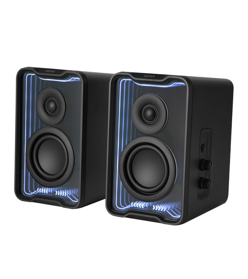 Edifier QR30 2.0 Desktop Active Speaker, Compact Bluetooth V5.4 Computer Speakers, Wireless Bookshelf Speaker, 30W (RMS), 3.5mm AUX & USB-A Wired Input, Dynamic Light Effects, App Control, Black - Image 1