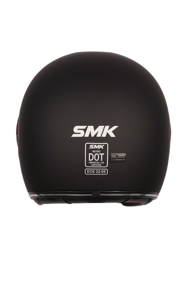 SMK Model MA 230 Retro Solid Full Face Helmet Matte Black, 70002 - Image 3