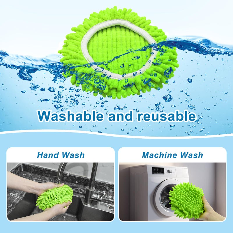 Yuunaie Mop Replace Head for O Cedar, Spin Mop Heads Replacements for Ocedar Easywring 1 Tank Spin Mop, Chenille Duster for Ocedar Mop Include 3 Pack Microfiber Chenille Mop Pad for Ocedar Spin Mop - Image 4