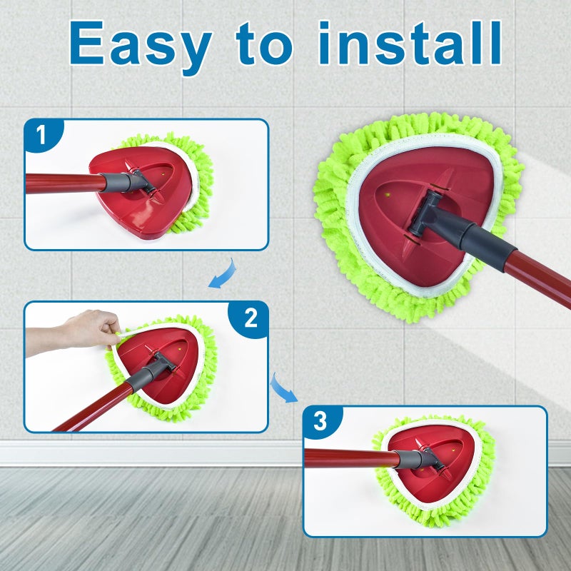 Yuunaie Mop Replace Head for O Cedar, Spin Mop Heads Replacements for Ocedar Easywring 1 Tank Spin Mop, Chenille Duster for Ocedar Mop Include 3 Pack Microfiber Chenille Mop Pad for Ocedar Spin Mop - Image 5