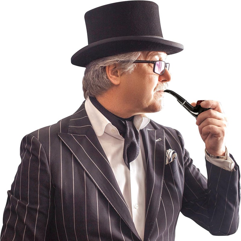 KANGAROO 5.5 Inch Black Fake Cigar Smoke Pipes for Smoking - Sailor Costume Pipe Toy - Captain Detective Props Tobacco & Bubble Pipe for Hugh Hefner Costume - New Year Cosplay Dress up Accessory - Image 4