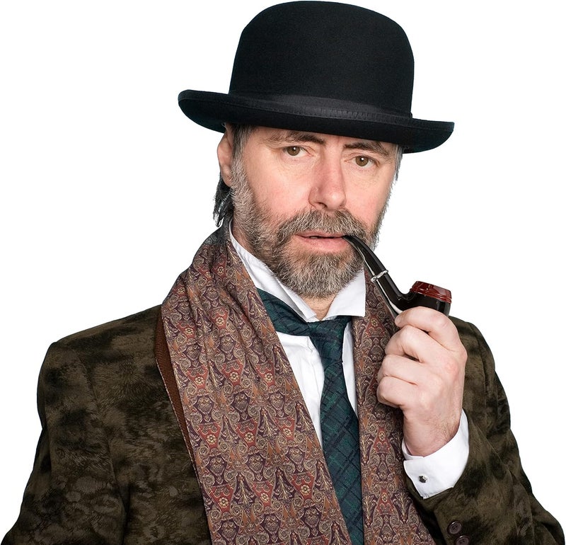 KANGAROO 5.5 Inch Black Fake Cigar Smoke Pipes for Smoking - Sailor Costume Pipe Toy - Captain Detective Props Tobacco & Bubble Pipe for Hugh Hefner Costume - New Year Cosplay Dress up Accessory - Image 2