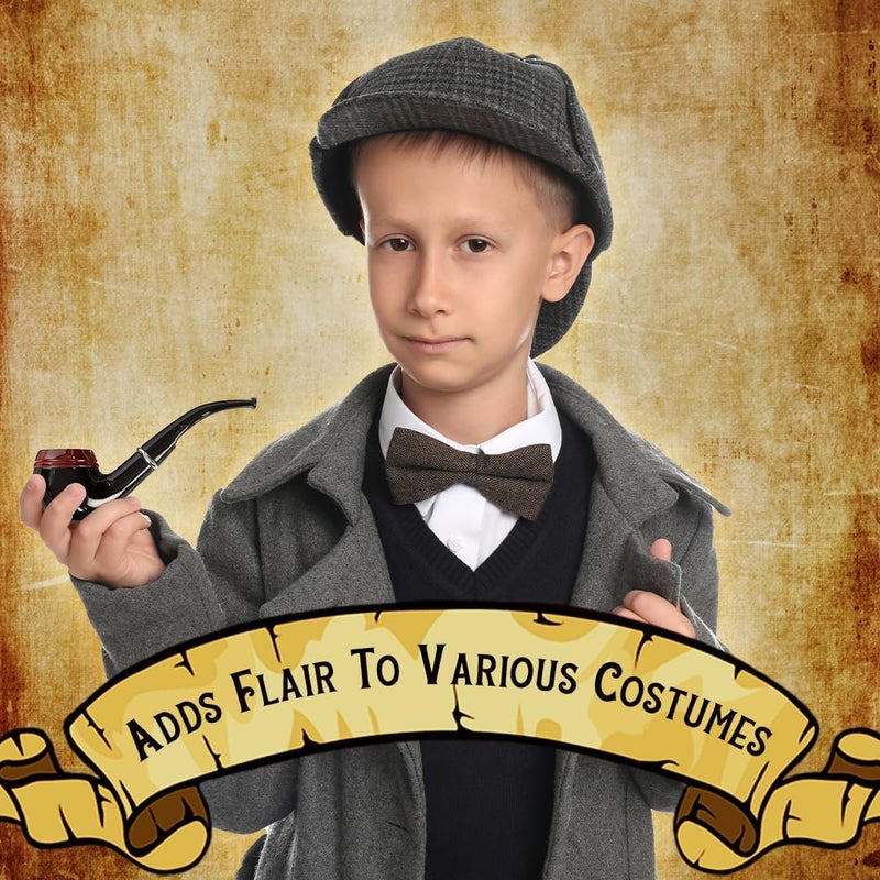 KANGAROO 5.5 Inch Black Fake Cigar Smoke Pipes for Smoking - Sailor Costume Pipe Toy - Captain Detective Props Tobacco & Bubble Pipe for Hugh Hefner Costume - New Year Cosplay Dress up Accessory - Image 5