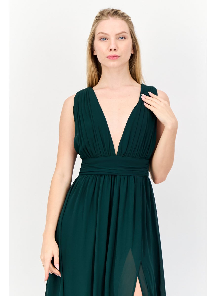 Lulus Women Solid Maxi Dress, Forest Green  - Image 3