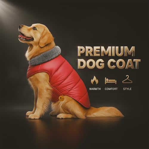 Sage Square Dog Jacket Winter Coat with Fur Collar, Light Weight, Ultra Warm Windproof, Waterproof Dog/Puppy Jacket for Cold Weather, Thicker Fleece (Red, Small - 12inch) - Image 2