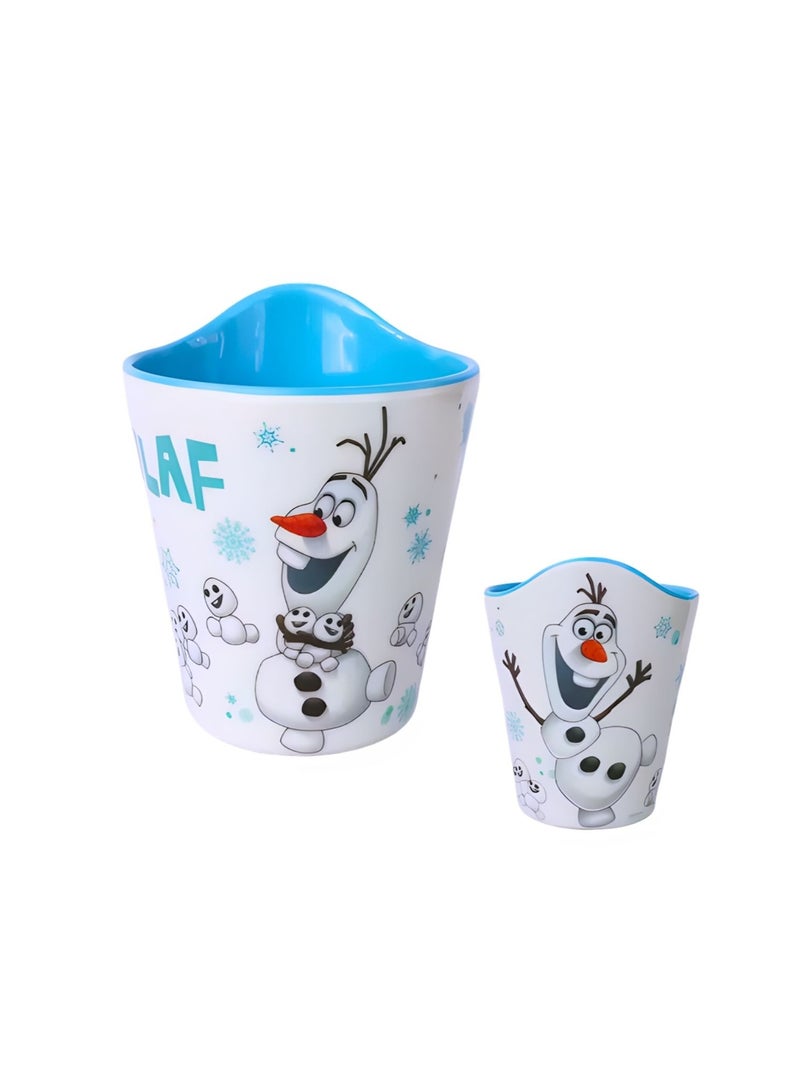 Disney Frozen Olaf Printed Cup Set for Kids – Blue & White Plastic Drinking Cups | Fun Cartoon Design | Durable, BPA-Free - Image 1