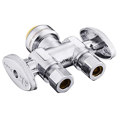EFIELD (Pack of 2) EFIELD Push Fit 1/2" x Dual 3/8" OD Compression Straight Stop Valve 1/4 Turn with a Disconnect Clip Tool,(PF-VALVE039-2PCS) - Image 2