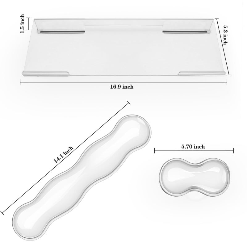 KEPUTAIER Computer Keyboard Stand with Gel Keyboard Wrist Rest, Tilted Acrylic Keyboard Holder - Ergonomic Wrist Rest Support Keyboard for Typing Pain Reliefï¼ŒSuitable for Office/Computer/Laptop/Gaming - Image 3
