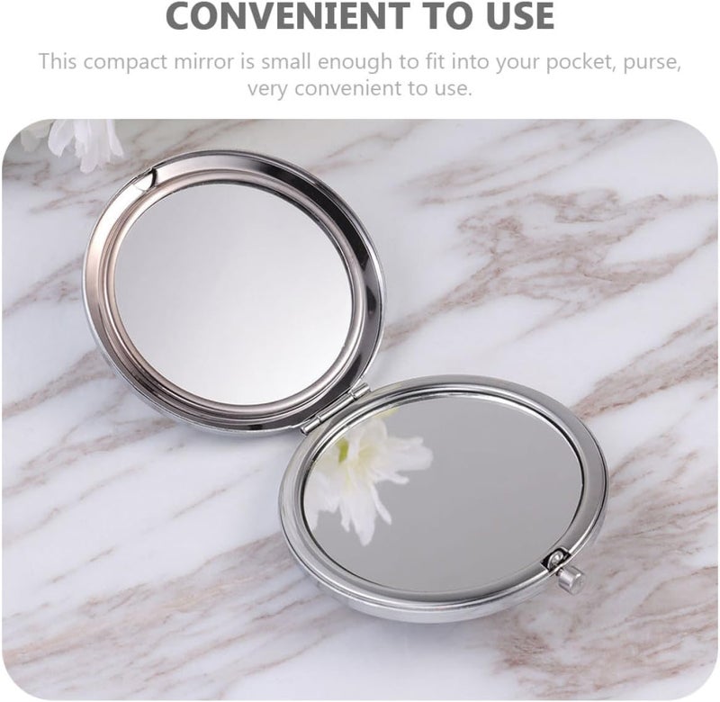 VICASKY 5pcs Metal Double-Sided Folding Makeup Mirrors Portable Compact Vanity Mirror for Travel and Daily Use, Black Crystal Surface Girl Makeup Tool - Image 3