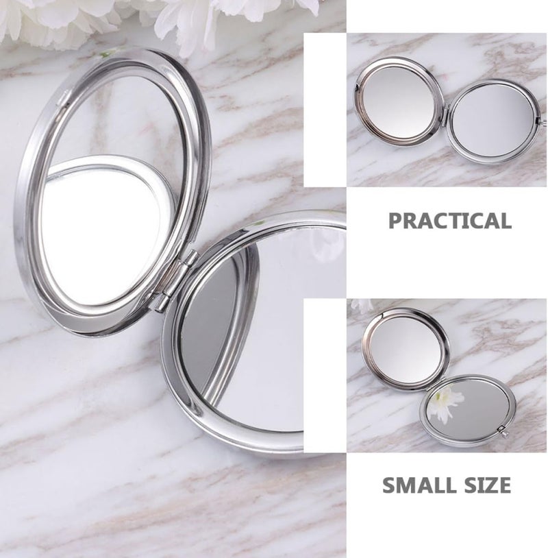 VICASKY 5pcs Metal Double-Sided Folding Makeup Mirrors Portable Compact Vanity Mirror for Travel and Daily Use, Black Crystal Surface Girl Makeup Tool - Image 5