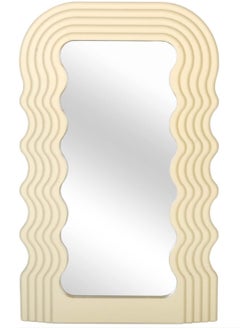 Y&D Aesthetic Wave Pattern Irregular Frame Mirror, Decorative Desk Wall Mirror for Living Room Bedroom Hallway Home Decor (Yellow)  - Image 1
