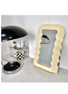 Y&D Aesthetic Wave Pattern Irregular Frame Mirror, Decorative Desk Wall Mirror for Living Room Bedroom Hallway Home Decor (Yellow)  - Image 2