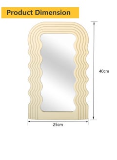 Y&D Aesthetic Wave Pattern Irregular Frame Mirror, Decorative Desk Wall Mirror for Living Room Bedroom Hallway Home Decor (Yellow)  - Image 3