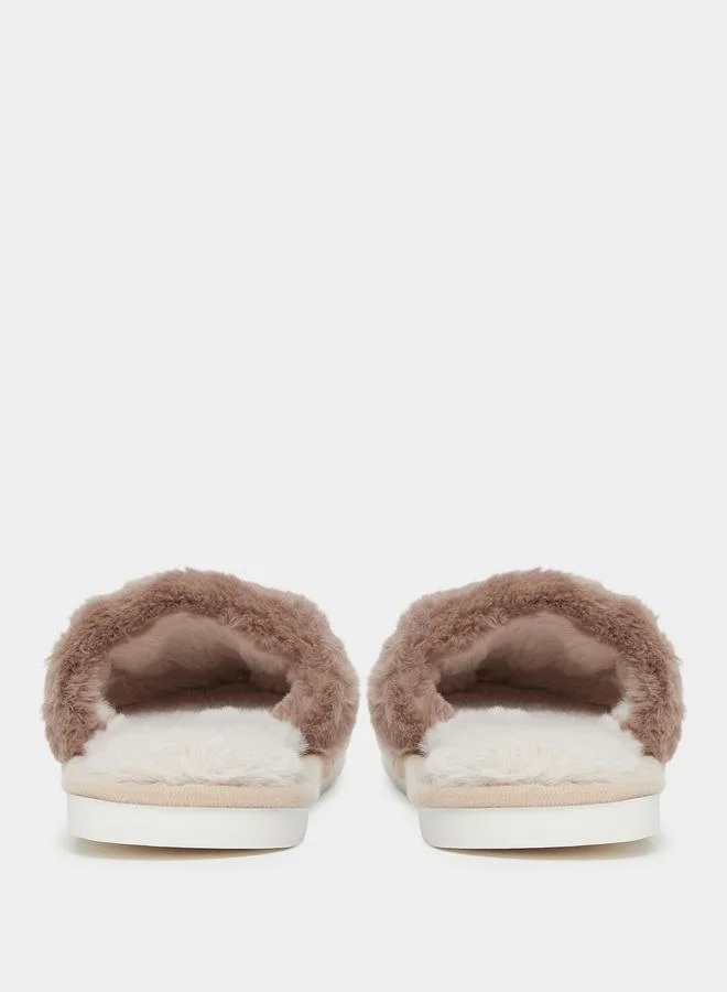 Take Two  Plush Color Blocked Slipper for Women | Best Price UAE