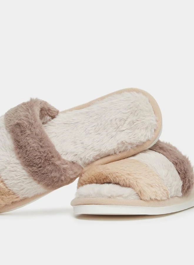 Take Two  Plush Color Blocked Slipper for Women | Best Price UAE
