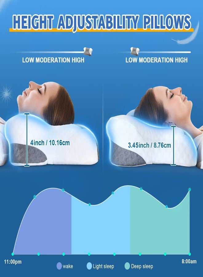 VJASD Cervical Neck Pillows with Memory Foam - Neck Pillows for Pain Relief Contour Memory Foam Pillows Ergonomic Neck Support - Adjustable Orthopedic Bed Pillows with Breathable Pillowcase for Sleeping - Image 5