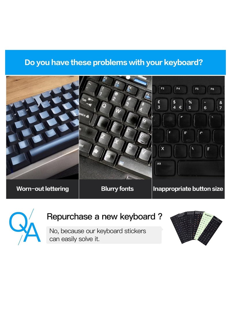 Generic - 2PCS Pack Arabic Keyboard Stickers, Arabic Keyboard Replacement Stickers Black Background with White Letters for Computer Laptop Notebook Desktop (Arabic) - Image 1