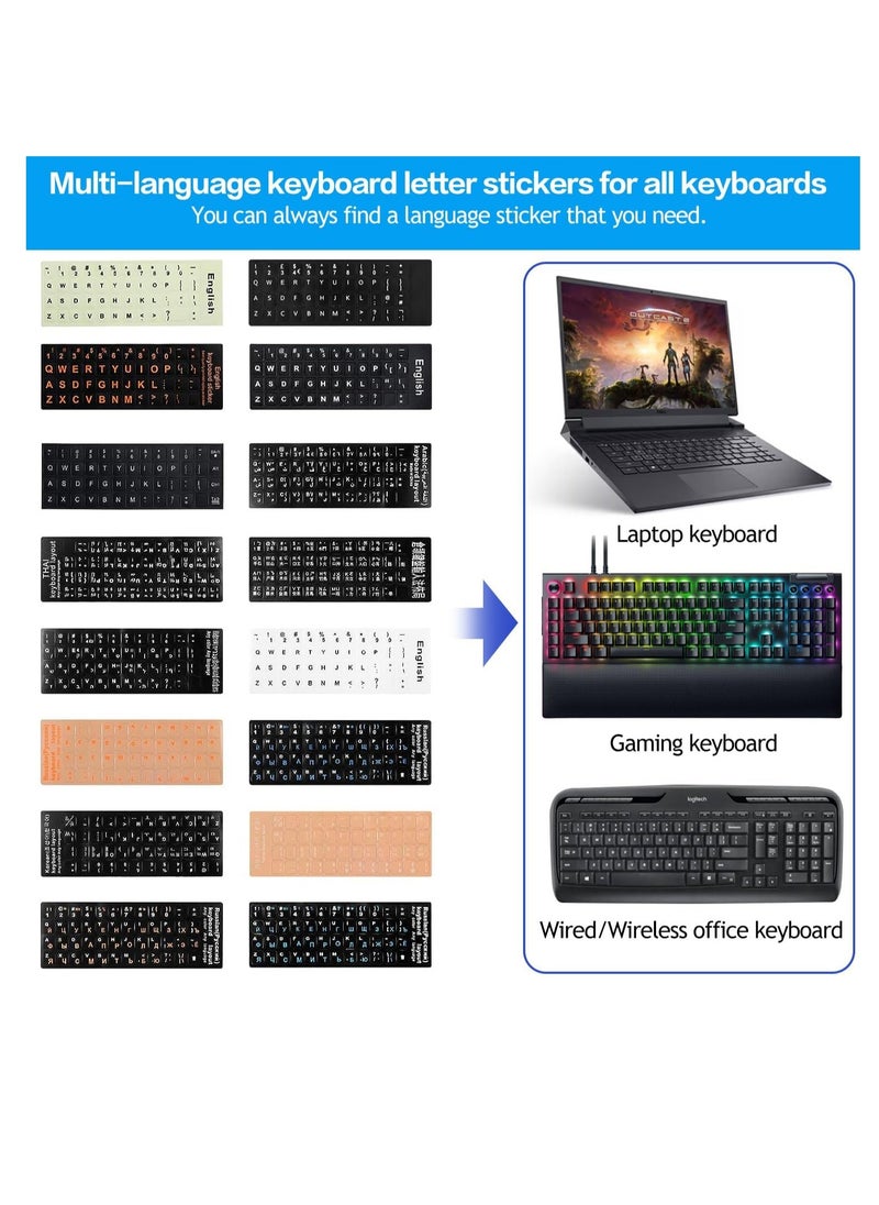 Generic - 2PCS Pack Arabic Keyboard Stickers, Arabic Keyboard Replacement Stickers Black Background with White Letters for Computer Laptop Notebook Desktop (Arabic) - Image 1