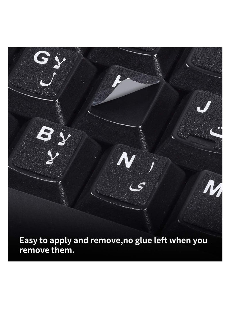 Generic - 2PCS Pack Arabic Keyboard Stickers, Arabic Keyboard Replacement Stickers Black Background with White Letters for Computer Laptop Notebook Desktop (Arabic) - Image 1