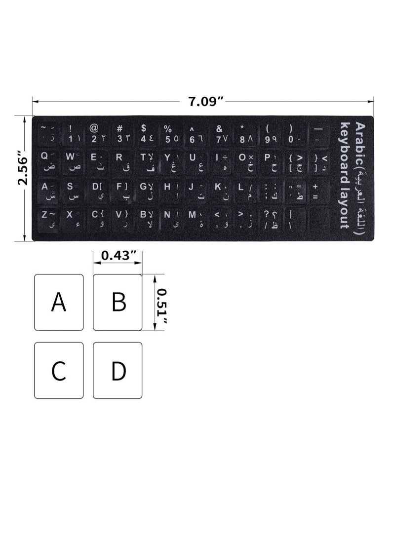 Generic - 2PCS Pack Arabic Keyboard Stickers, Arabic Keyboard Replacement Stickers Black Background with White Letters for Computer Laptop Notebook Desktop (Arabic) - Image 1