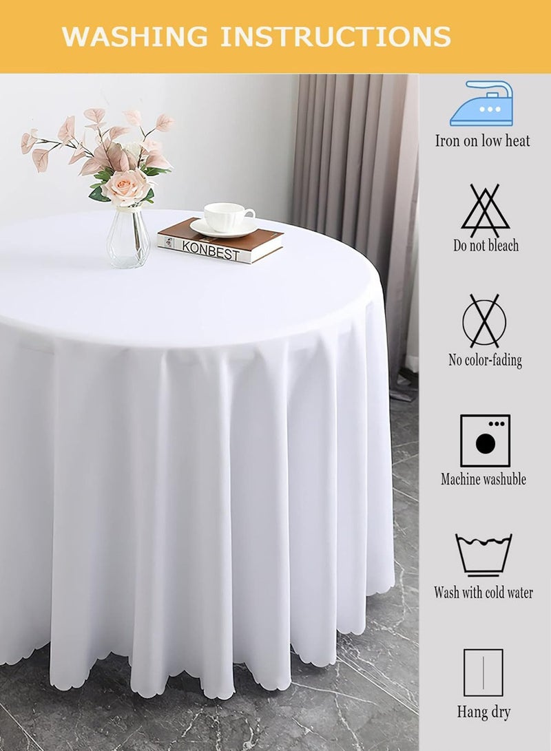 Premium Round Tablecloth Polyester Table Cloth Bulk Washable Polyester Fabric Tablecloths Table Cover for Wedding Party Banquet Buffet Table Holiday Dinner White