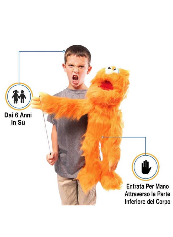 Silly Puppets دمية وحش برتقالي بطول 30 إنش، دمية كاملة الجسم بأسلوب فن التحدث من البطن - Image 3