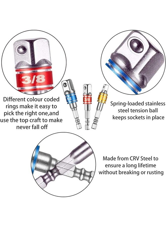 MVAQKLM  - 4 PCS Impact Socket Adapter Impact Driver Socket Adapter Extension Bar Set High Speed Nut Driver Tool Kits for Square Socket Turn Power Drill Into Nut Driver - Image 1