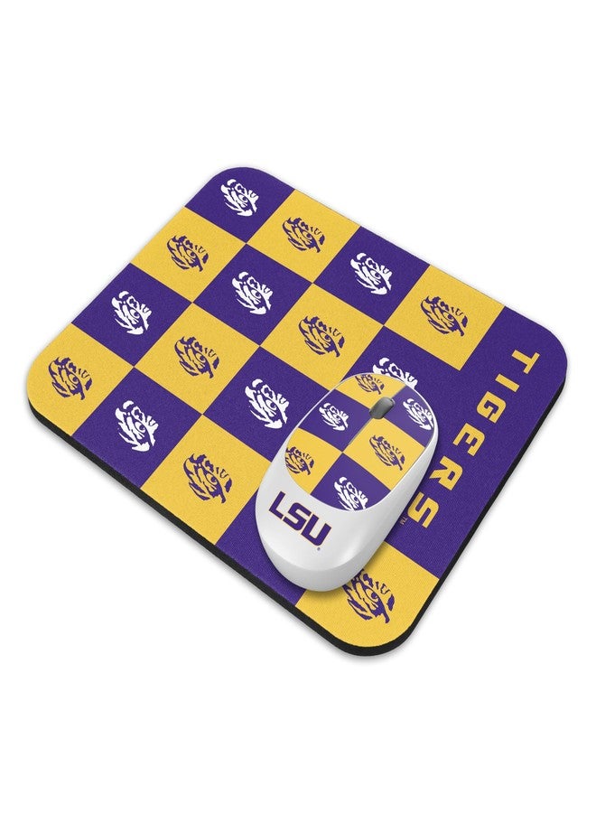 SOAR Collegiate Wireless Mouse and Mouse Pad- Checkered, LSU Tigers - Image 1