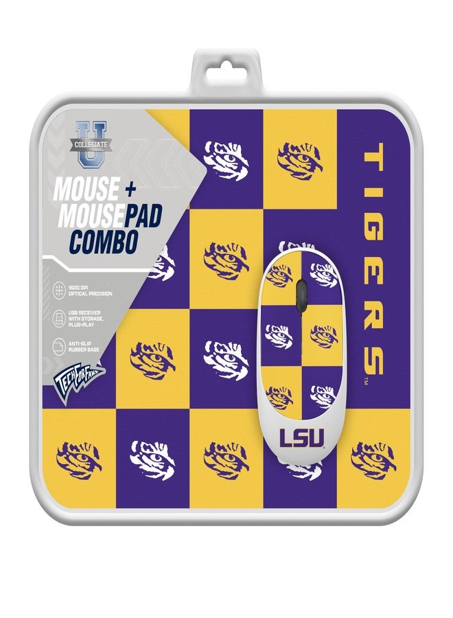 SOAR Collegiate Wireless Mouse and Mouse Pad- Checkered, LSU Tigers - Image 2